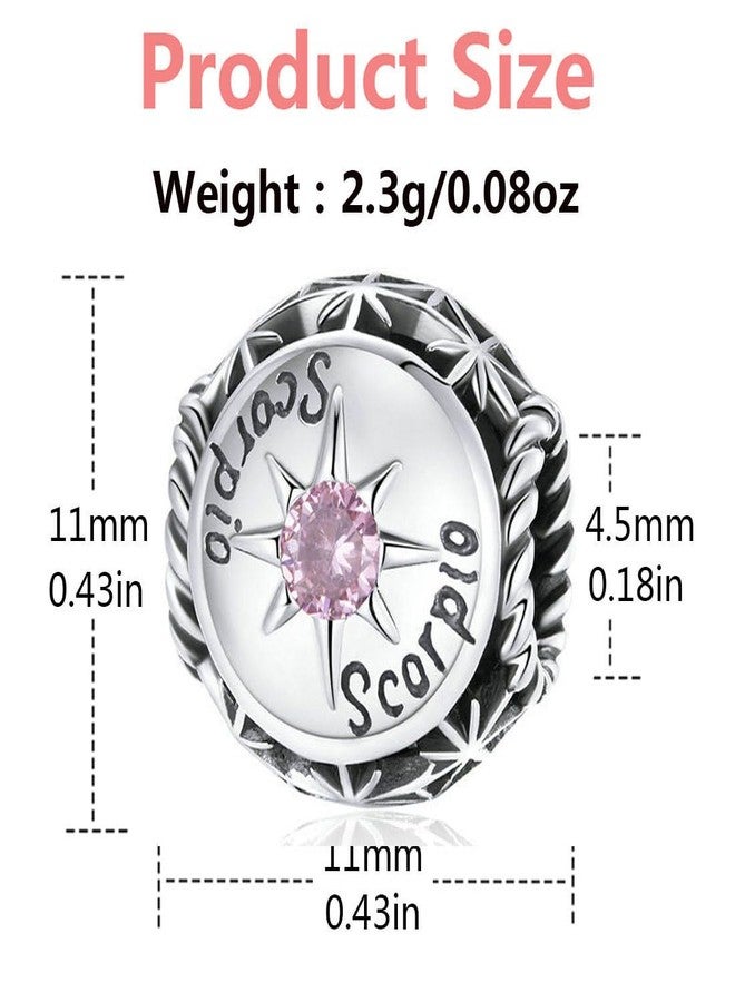 LAMOONY Scorpio Constellation Charm 925 Sterling Silver Birthstone Anniversary Love Lucky Family Christmas DIY for Pandora Charm Bracelet (Scorpio (10.24-11.22)) - Image 2
